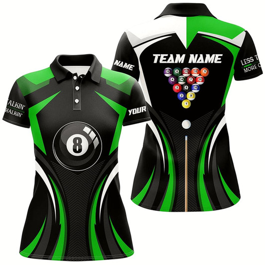 Goofygear Personalized Less Talkin And More Chalkin Billiard Balls Polo Shirts For Women, 8 Ball Pool Jerseys