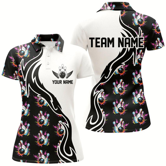 Goofygear Personalized Colorful Bowling Shirts For Women, Flame Bowling Jerseys Team Bowling Shirts