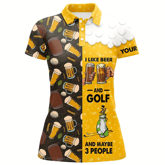 Goofygear Funny Golf Beer Pattern Shirts Custom Womens Golf Shirt I Like Beer And Golf And Maybe 3 People