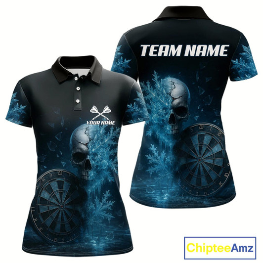 Goofygear Personalized Icy Skull Dart Shirt Custom Dartboard Team Dart Jerseys For Women