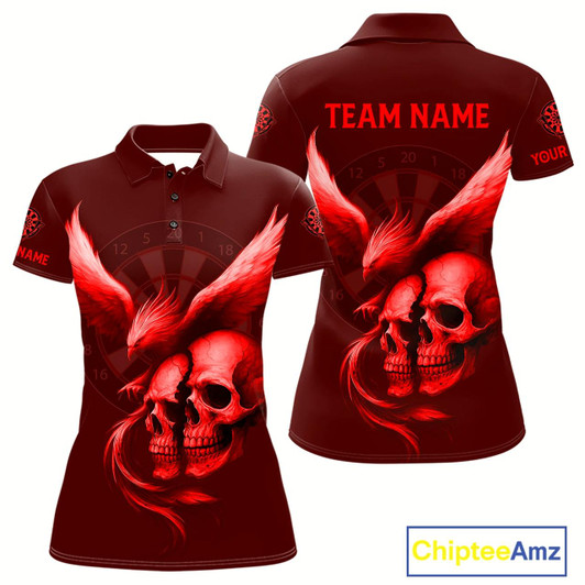Goofygear Darts Shirt For Women Personalized Eagle Skull Dartboard Dart Team Jerseys Red
