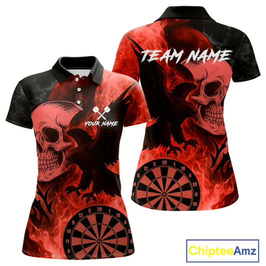 Goofygear Darts Shirt For Women Personalized Flame Eagle Dartboard Dart Team Jerseys Red