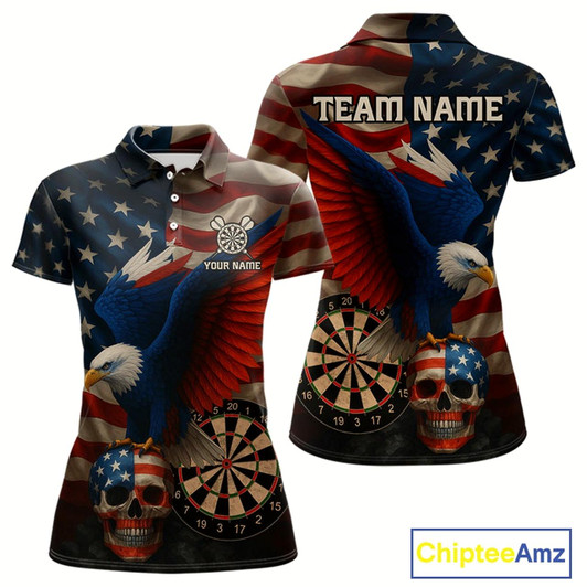 Goofygear Custom Women'S Darts Shirt Eagle Us Flag Patriotic Dart Jerseys, Dart Shirts For Lovers