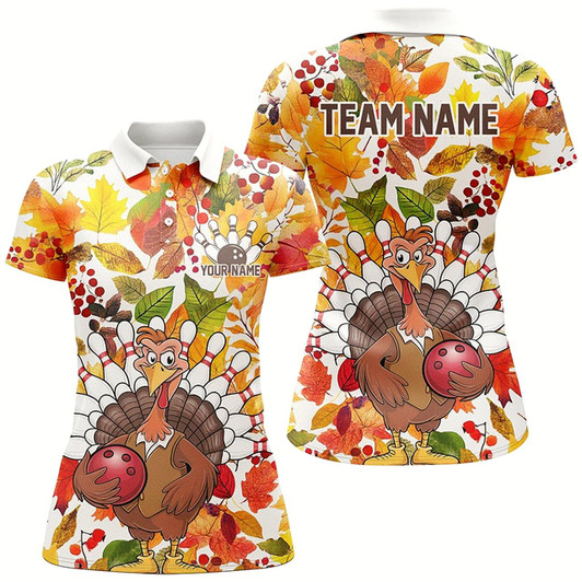 Goofygear Custom Funny Turkey Bowling Shirts For Women, Fall Season Thanksgiving Bowling Team Shirts
