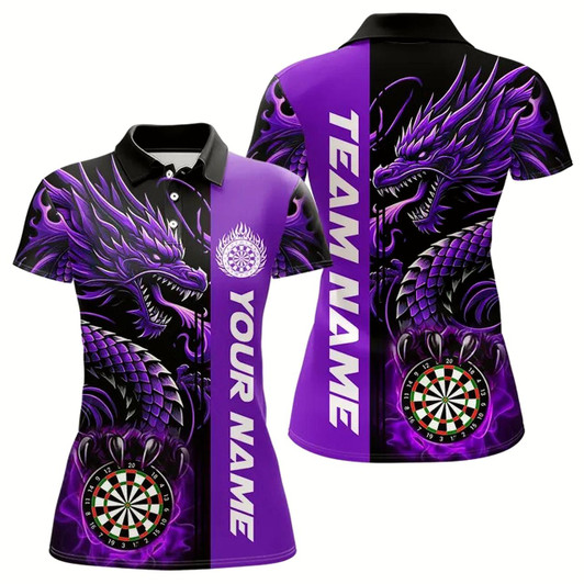 Goofygear Custom Dragon Dart Shirts For Women, Personalized 3D Dart League Uniform Best Dart Jerseys Purple