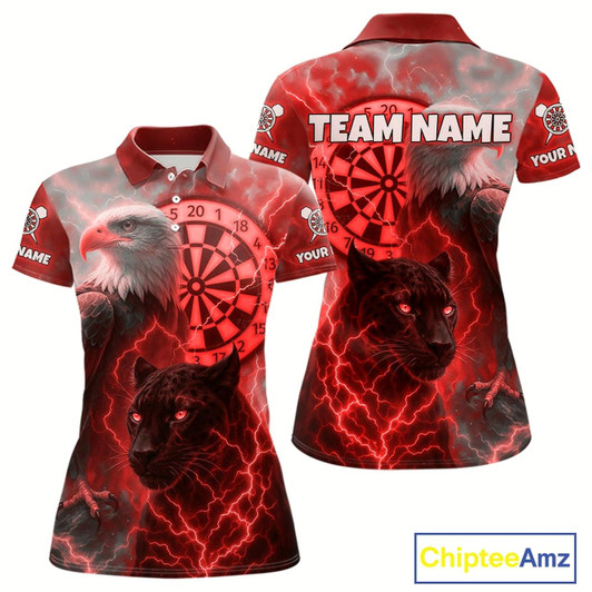 Goofygear Custom Darts Shirt For Women Lightning Eagle Panther Dartboard Dart Team Jerseys Red