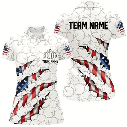 Goofygear Custom Patriotic Bowling Shirts For Women, Us Bowling Team Shirts American Flag Bowling Style 2