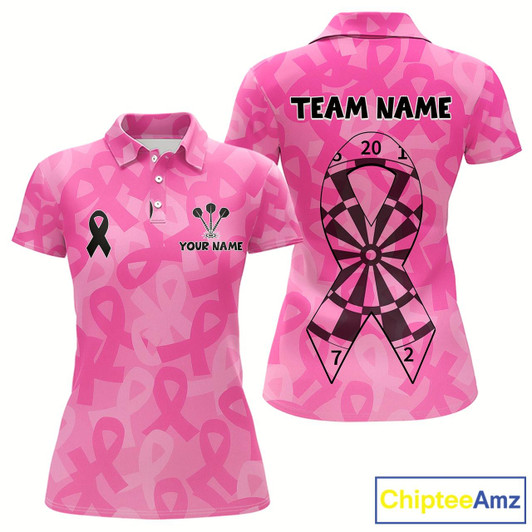 Goofygear Ribbons Dartboard Custom Pink Darts Shirt For Women - Personalized Name For Players