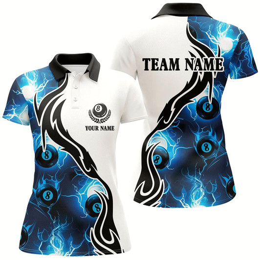 Goofygear Personalized Blue 8 Ball Pool Thunder Lightning Custom Women Billiard Shirts Billiard Team Jerseys
