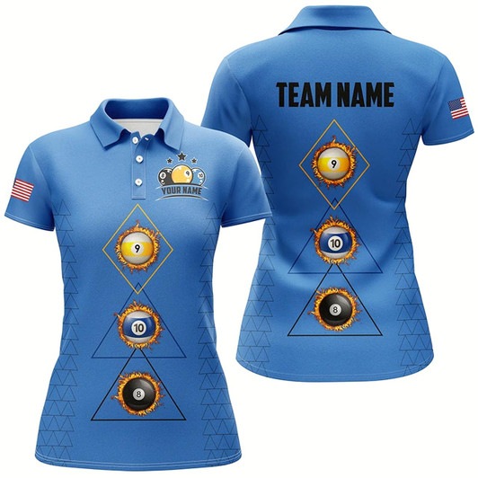 Goofygear Customized Billiard 8 Ball 9 & Ball 10 Ball Shirts For Women, Unique Team Jersey Blue Billiard Shirt