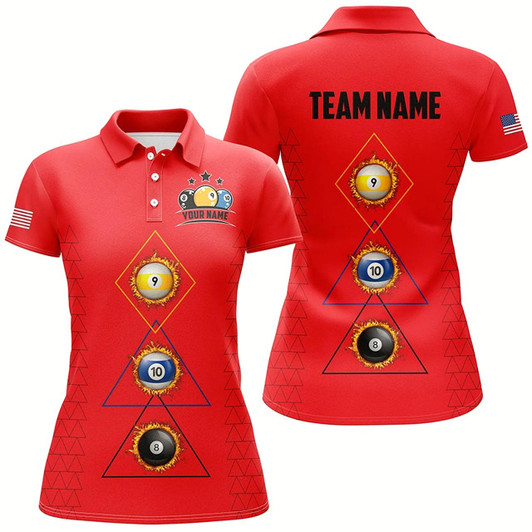 Goofygear Personalized Billiard 8 Ball 9 & Ball 10 Ball Shirts For Women, Unique Team Jersey Red Billiard Shirt