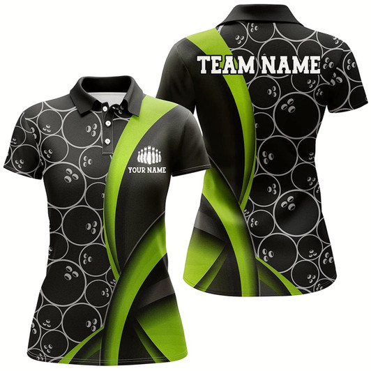 Goofygear Custom Green Bowling Team Shirts For Women, Bowling Ball Tournament Jerseys