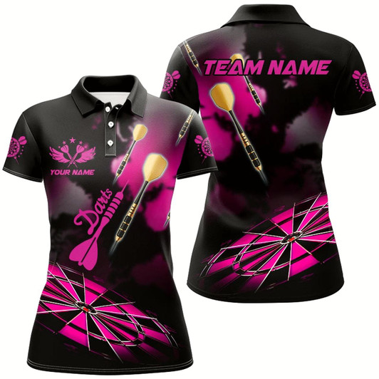 Goofygear Pink Dart Board Hazy Smoke Custom 3D Dart Shirts For Women, Darts League Team Shirt Dart Jerseys
