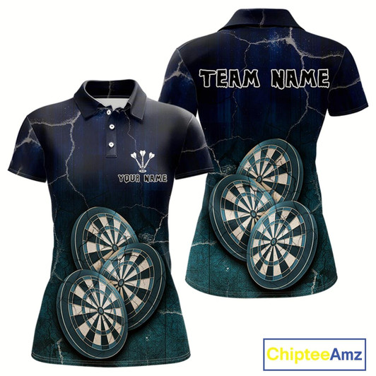 Goofygear Triple Dartboards Custom Grunge Darts Team Shirt For Women Opt1 - Blue Turquoise