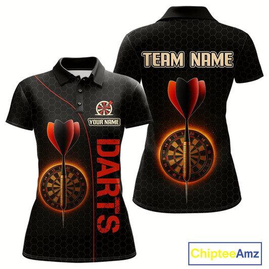 Goofygear Red Flaming Dartboard & Dart Arrow Darts Shirt For Women - Custom Team Jersey