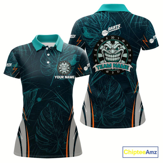 Goofygear Grinning Demon Dartboard Women'S Darts Shirt - Custom Tropical Team Shirt For Players