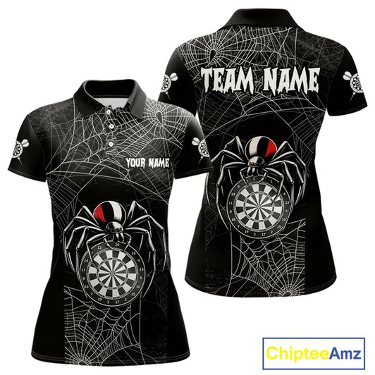 Goofygear Funny Black Dartboard Spider Web Darts Shirt For Women Custom Halloween Darts Jerseys Outfit