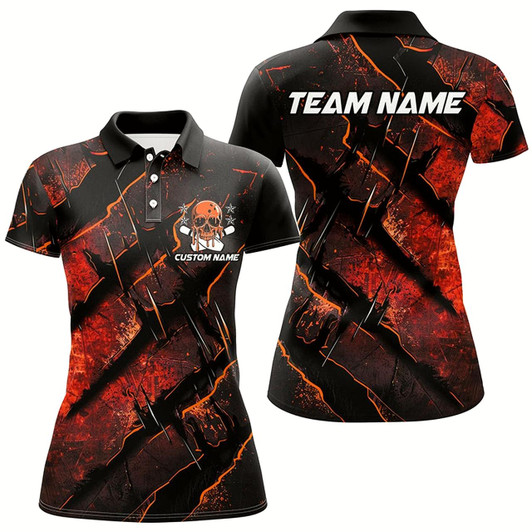 Goofygear Orange Claw Customize Team Bowling Shirts, Skull Bowling Jerseys For Women