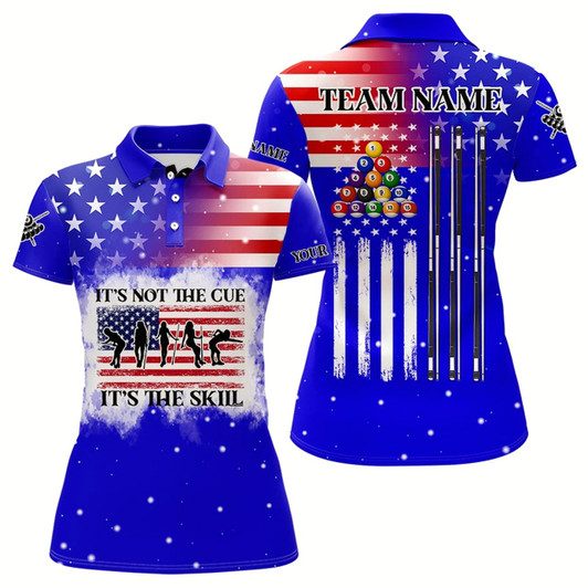 Goofygear Funny It'S The Skill Custom American Flag Women Billiard Shirts Patriotic Billiard Jersey Blue