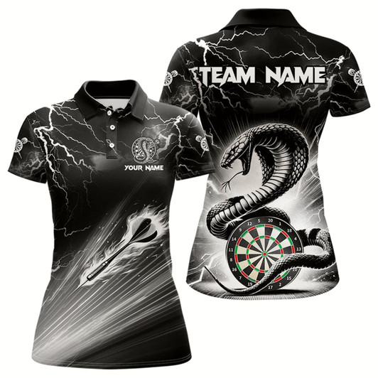 Goofygear White And Black 3D Thunder Lightning Custom Cobra Snake Women Dart Shirt Jersey Best Dart Team Shirt