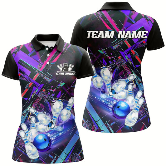 Goofygear Custom Colorful Bowling League Shirts For Women, Bowling Tournament Team Jerseys