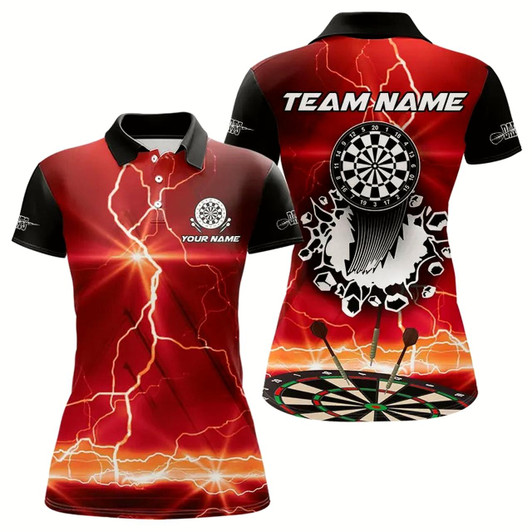 Goofygear Custom Funny Lightning Dart Shirt With Pocket Option For Women, Darts Jersey