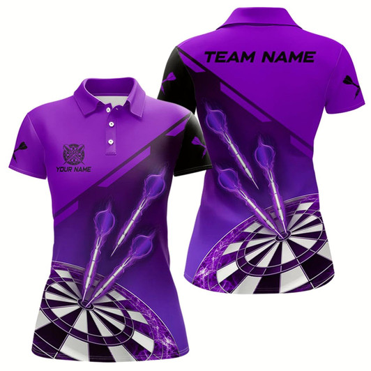 Goofygear Purple Darts Jersey For Women Custom Darts Team Shirt With Pocket Option