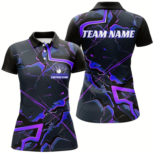 Goofygear Blue And Purple Custom Bowling Team Shirts For Women, Bowling Tournament Outfits