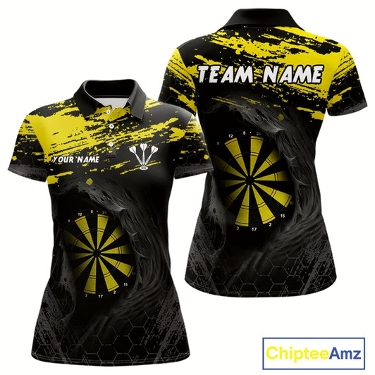 Goofygear Custom Black And Yellow Dartboards Hexagon Dart Shirts For Women Outfits Grunge Dart Jerseys