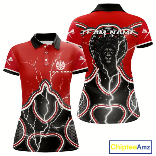 Goofygear Lightning Dark Lion Dartboard Red Darts Shirt For Women - Custom Name For Players