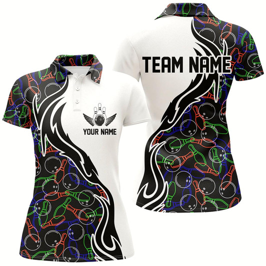 Goofygear Customized Name Bowling Team Shirts For Women Bowling Pattern Bowling League Jerseys Style 2