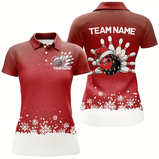 Goofygear Custom Christmas Bowling Shirts For Women, Team Bowling Uniform Bowling Outfits Red
