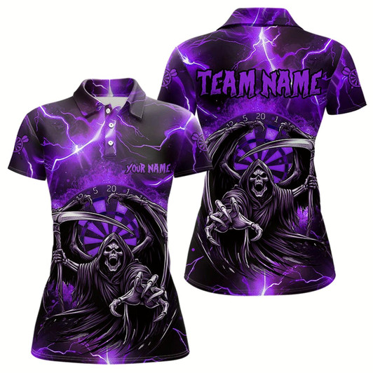 Goofygear Purple Death Skeleton Custom Thunder Lightning Women Dart Shirt, Dart Jersey