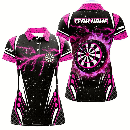 Goofygear Personalized Thunder Lightning Pink Dart Jerseys Shirts For Women Custom Team League Darts Shirts