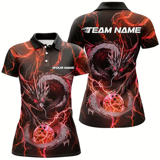 Goofygear Black And Green Thunder Lightning Custom Dragon Bowling Team Shirt For Women, Bowler Outfit