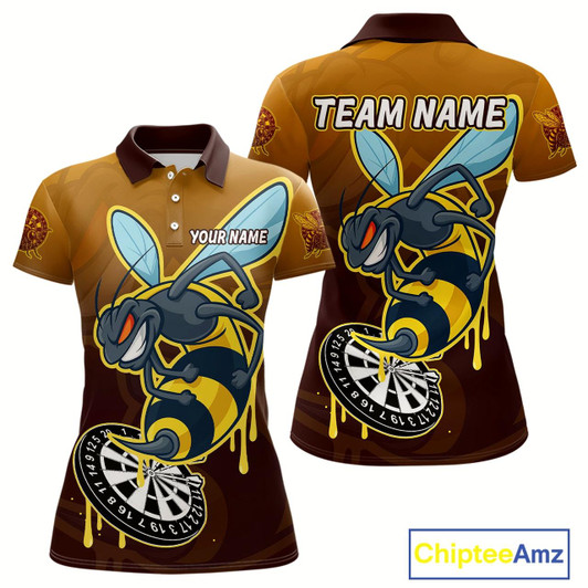 Goofygear Ferocious Bee Dartboard 3D Funny Darts Shirt For Women - Custom Name & Team Jersey