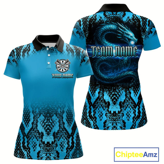 Goofygear Lightning Navy Cobra & Snake-Skin Darts Shirt For Women - Custom Dart Player Jersey
