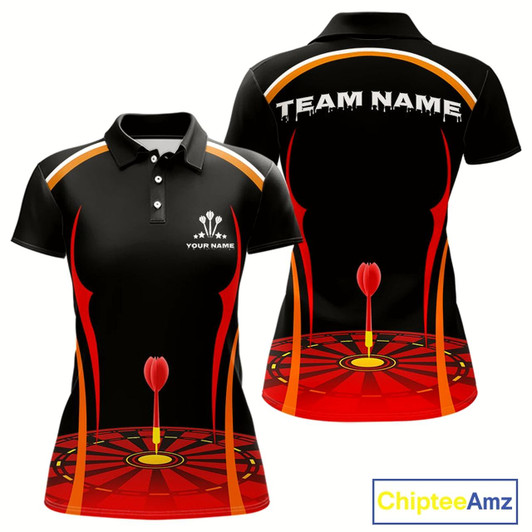 Goofygear Red Dartboard & Dart Arrow Darts Shirt For Women - Custom Team Name - Darts Jersey