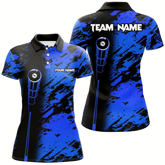 Goofygear Personalized Billiard Tournament Jerseys Shirts For Women, Best 8 Ball Billiard Shirts For Team Blue