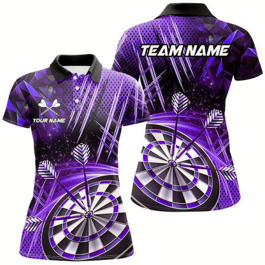 Goofygear Personalized 3D Glitter Women Darts Shirts Custom Team Dart League Shirts Dart Jerseys Purple