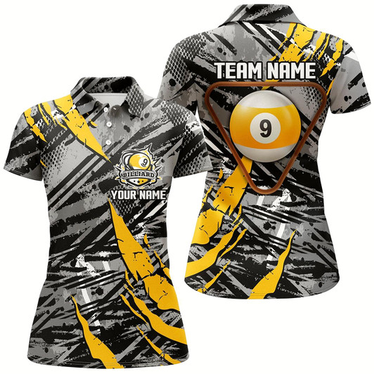 Goofygear Personalized Grunge 9 Ball Pool Billiard Shirts For Women Custom Billiard 9 Ball Jersey Shirts