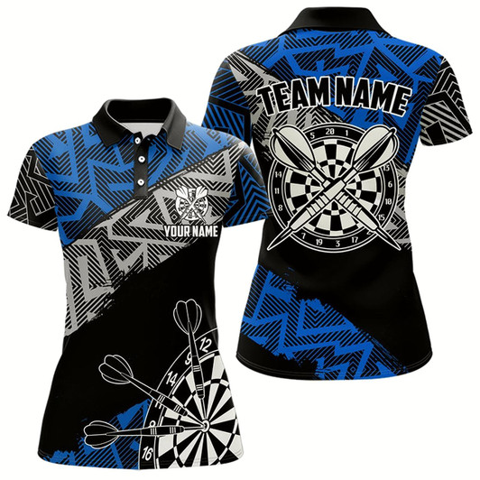 Goofygear Custom Darts Shirts For Women Personalized Zig-Zag Pattern Dart Jerseys, Cool Dart Shirts Purple