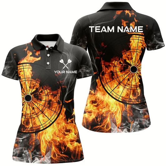 Goofygear Personalized Fire Flame Dart Shirts For Women Custom Smoke Dart Jerseys, Unique Dart Team Shirts