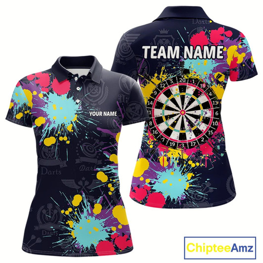 Goofygear Colorful Paint Custom Dart Shirt With Pocket Option For Women, Darts Jersey