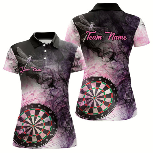 Goofygear Pink Black Smoke Dart Shirt With Pocket Option For Women Custom Dart Jerseys
