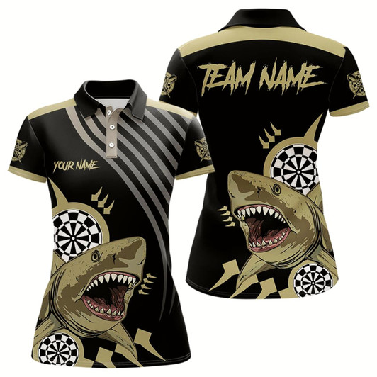 Goofygear Funny Shark Darts Shirt With Pocket Option For Women Custom Dart Team Jersey