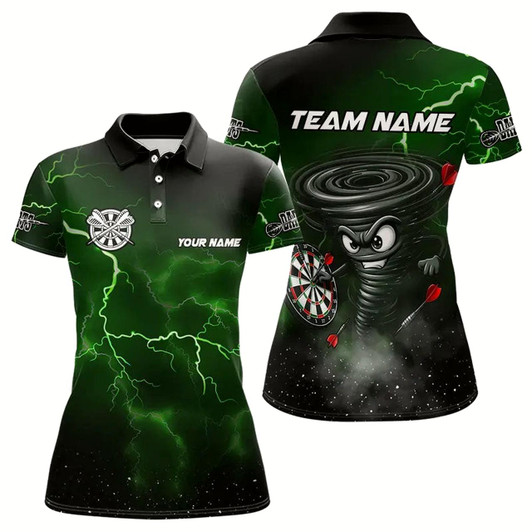 Goofygear Personalized Thunder Lightning Funny Storm Custom Dart Shirt For Women, Cool Green Dart Team Jerseys