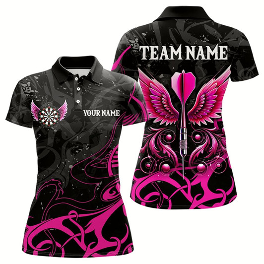 Goofygear Personalized Pink Black Arrow Wings Dart Shirt For Women Custom Dart Jerseys