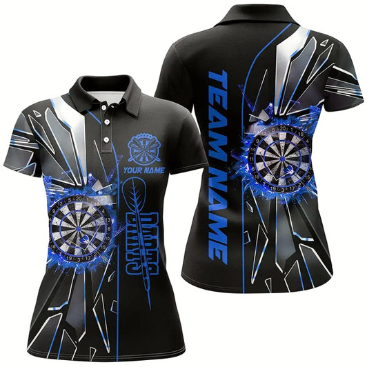 Goofygear Personalized Blue Break Glass 3D Darts Shirts For Women Custom Dart League Shirts Best Darts Jersey