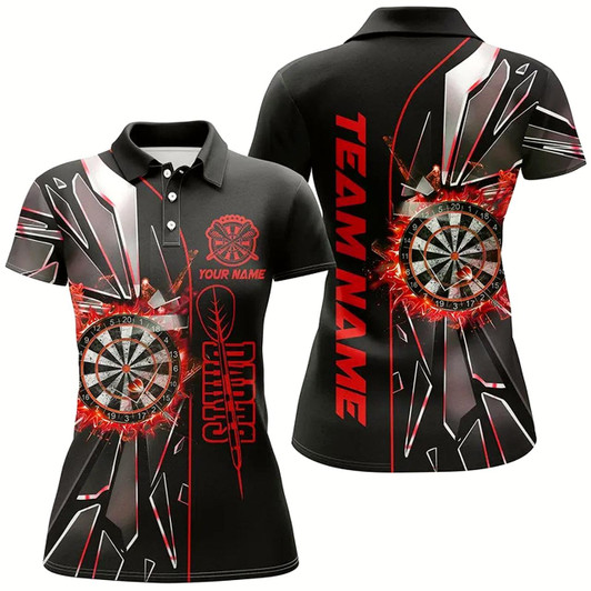 Goofygear Personalized Red Break Glass 3D Darts Shirts For Women Custom Dart League Shirts Best Darts Jersey